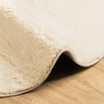 HUARTE Short Pile Soft Cream Rug Ø 80 cm - Warm & Washable