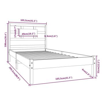 Solid Wood Bed Frame 100x200 cm - Timeless Design