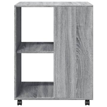 Stylish Grey Sonoma Side Table with Wheels - 55x60x78 cm