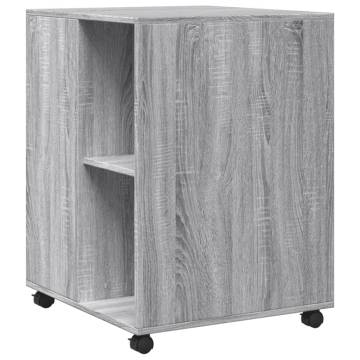 Stylish Grey Sonoma Side Table with Wheels - 55x60x78 cm