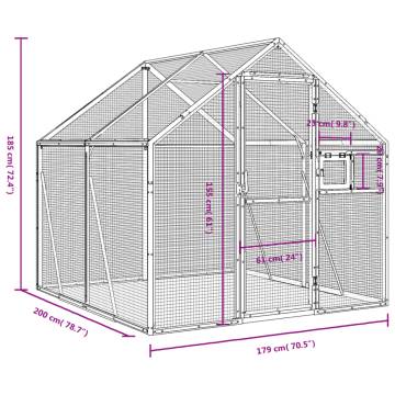 Aviary Silver 1.79x2x1.85 m Aluminium - Secure Bird Home