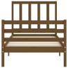 Honey Brown Bed Frame with Headboard - Solid Wood 90x200 cm