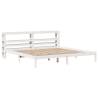 Elegant White Bed Frame with Headboard - 200x200 cm Solid Wood