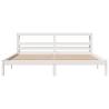 Elegant White Bed Frame with Headboard - 200x200 cm Solid Wood