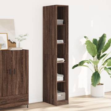 Stylish Brown Oak Wardrobe - 30x50x200 cm Engineered Wood