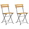 Folding Garden Chairs - 2 pcs Acacia Wood & Steel | HipoMarket