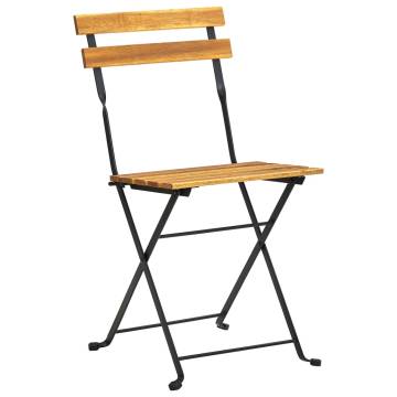 Folding Garden Chairs - 2 pcs Acacia Wood & Steel | HipoMarket