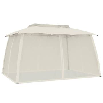 Cream Gazebo with Double Roof & Mesh Walls - 3.93x2.93m