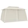 Cream Gazebo with Double Roof & Mesh Walls - 3.93x2.93m