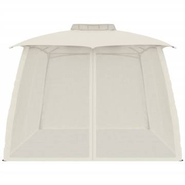 Cream Gazebo with Double Roof & Mesh Walls - 3.93x2.93m