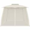 Cream Gazebo with Double Roof & Mesh Walls - 3.93x2.93m