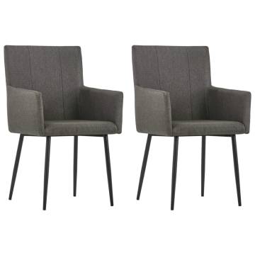 Taupe Fabric Dining Chairs with Armrests - Set of 2