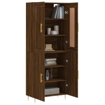 Stylish Highboard Brown Oak - 69.5x34x180 cm | Hipomarket