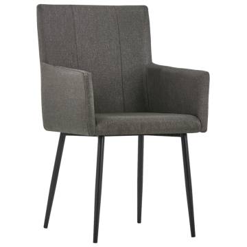 Taupe Fabric Dining Chairs with Armrests - Set of 2