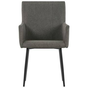 Taupe Fabric Dining Chairs with Armrests - Set of 2