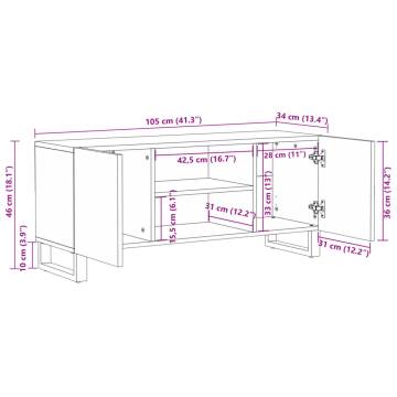 Brown TV Cabinet 105x34x46 cm - Solid Mango Wood - HipoMarket