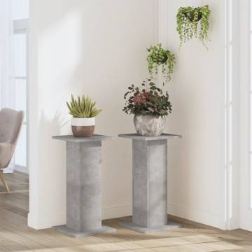 Concrete Grey Plant Stands - 2 pcs Engineered Wood 60 cm