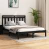 Bed Frame Black Solid Wood 135x190 cm Double Colour black Size 135 x 190 cm 