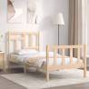 Small Single Bed Frame with Headboard - Solid Pine Wood