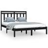 Black Solid Wood Bed Frame 135x190 cm | Stylish & Durable