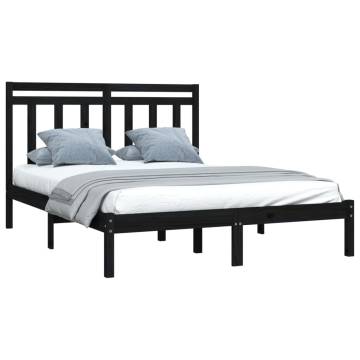 Black Solid Wood Bed Frame 135x190 cm | Stylish & Durable