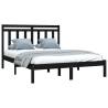 Black Solid Wood Bed Frame 135x190 cm | Stylish & Durable