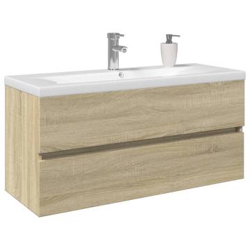 2 Piece Bathroom Furniture Set - Ceramic & Wood | HipoMarket