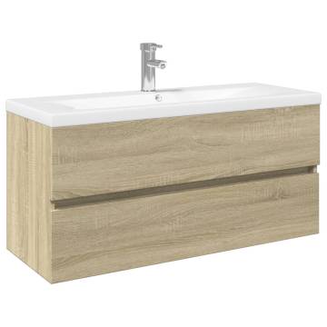 2 Piece Bathroom Furniture Set - Ceramic & Wood | HipoMarket