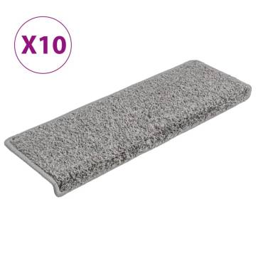 Stair Mats 10 pcs 65x21x4 cm Grey - Non-slip & Washable