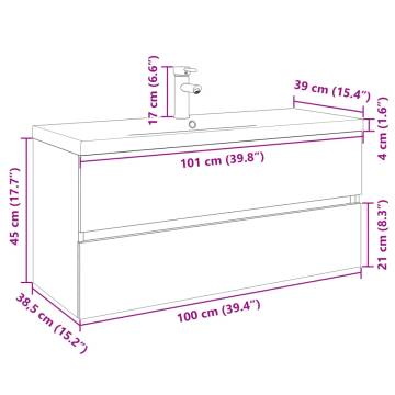 2 Piece Bathroom Furniture Set - Ceramic & Wood | HipoMarket