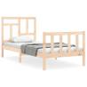 Small Single Bed Frame with Headboard - Solid Pine Wood