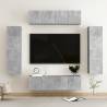 6 Piece Concrete Grey TV Cabinet Set - Stylish & Practical