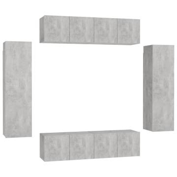 6 Piece Concrete Grey TV Cabinet Set - Stylish & Practical