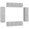 6 Piece Concrete Grey TV Cabinet Set - Stylish & Practical