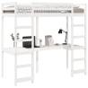 Loft Bed Frame with Desk White - 80x200 cm Solid Pine Wood