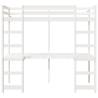 Loft Bed Frame with Desk White - 80x200 cm Solid Pine Wood