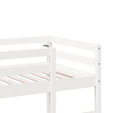 Loft Bed Frame with Desk White - 80x200 cm Solid Pine Wood