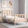 Small Single Bed Frame with Headboard - Solid Pine Wood