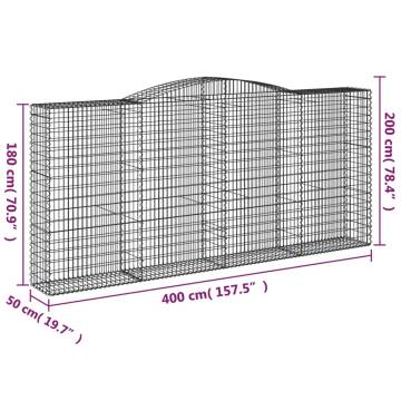 Arched Gabion Baskets - 5 pcs Galvanised Iron for Gardens