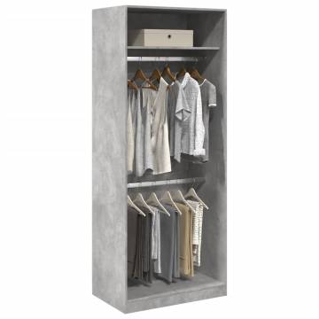 Stylish Concrete Grey Wardrobe | 80x50x200 cm Engineered Wood