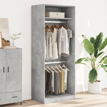 Stylish Concrete Grey Wardrobe | 80x50x200 cm Engineered Wood