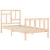 Small Single Bed Frame with Headboard - Solid Pine Wood