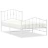 Elegant White Metal Bed Frame with Headboard & Footboard - 100x190