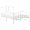 Elegant White Metal Bed Frame with Headboard & Footboard - 100x190