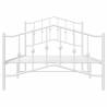 Elegant White Metal Bed Frame with Headboard & Footboard - 100x190