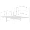 Elegant White Metal Bed Frame with Headboard & Footboard - 100x190