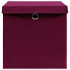 10 Dark Red Folding Storage Boxes with Covers - Hipo Market