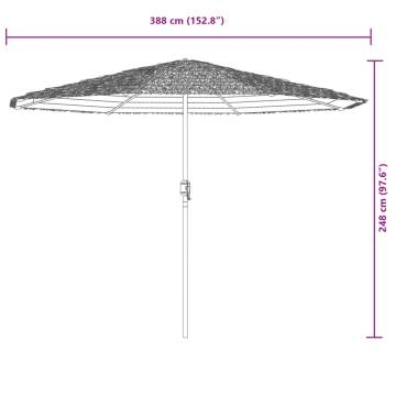 Garden Parasol with Steel Pole Brown - 388x388 cm | Hipo Market