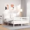 Stylish White Bed Frame with Headboard - 140x200 cm Solid Wood