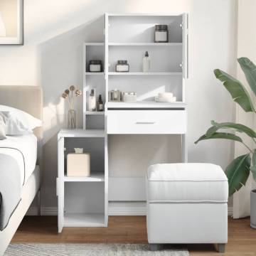 Stylish White Dressing Table with Cabinet - 80x35x132 cm